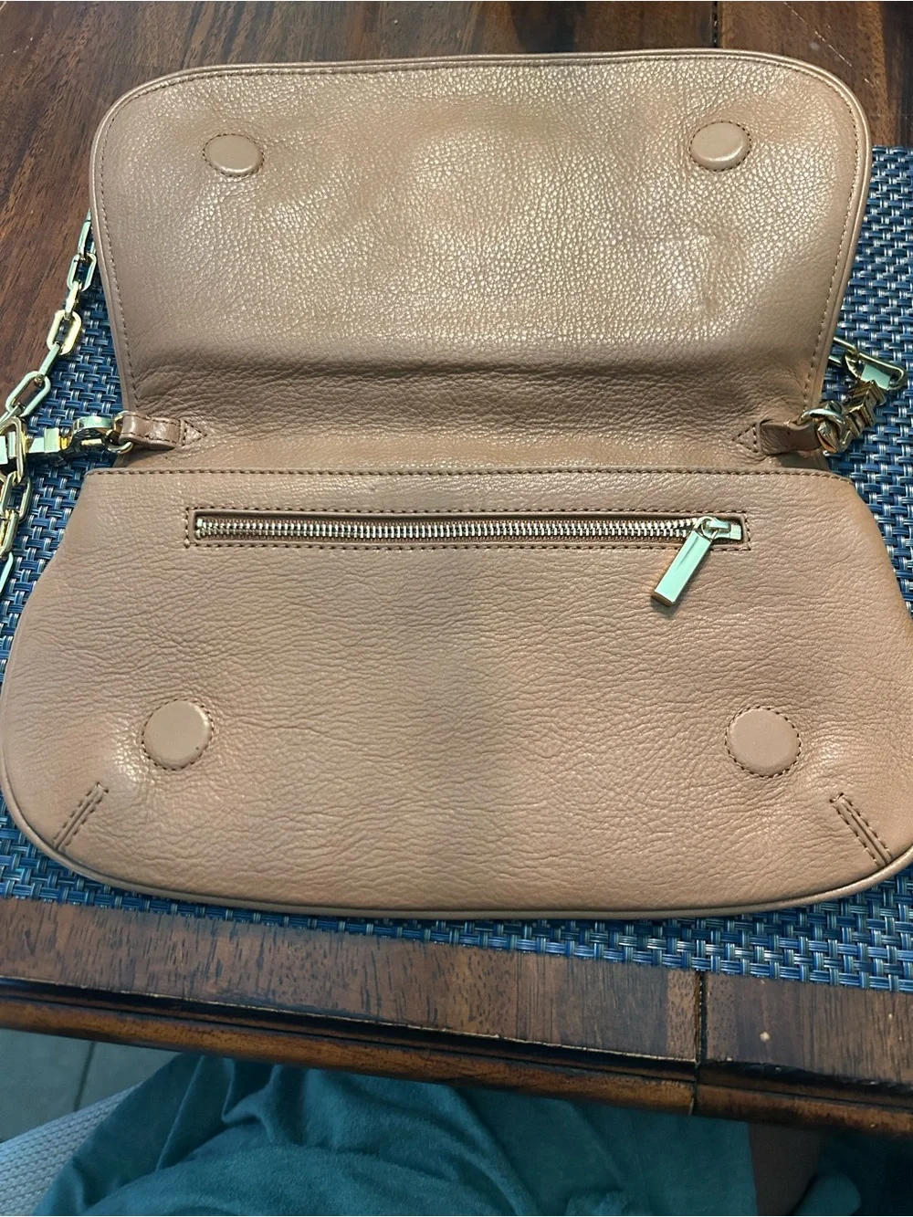 Tory Burch Amanda Tan Leather Clutch/Crossbody